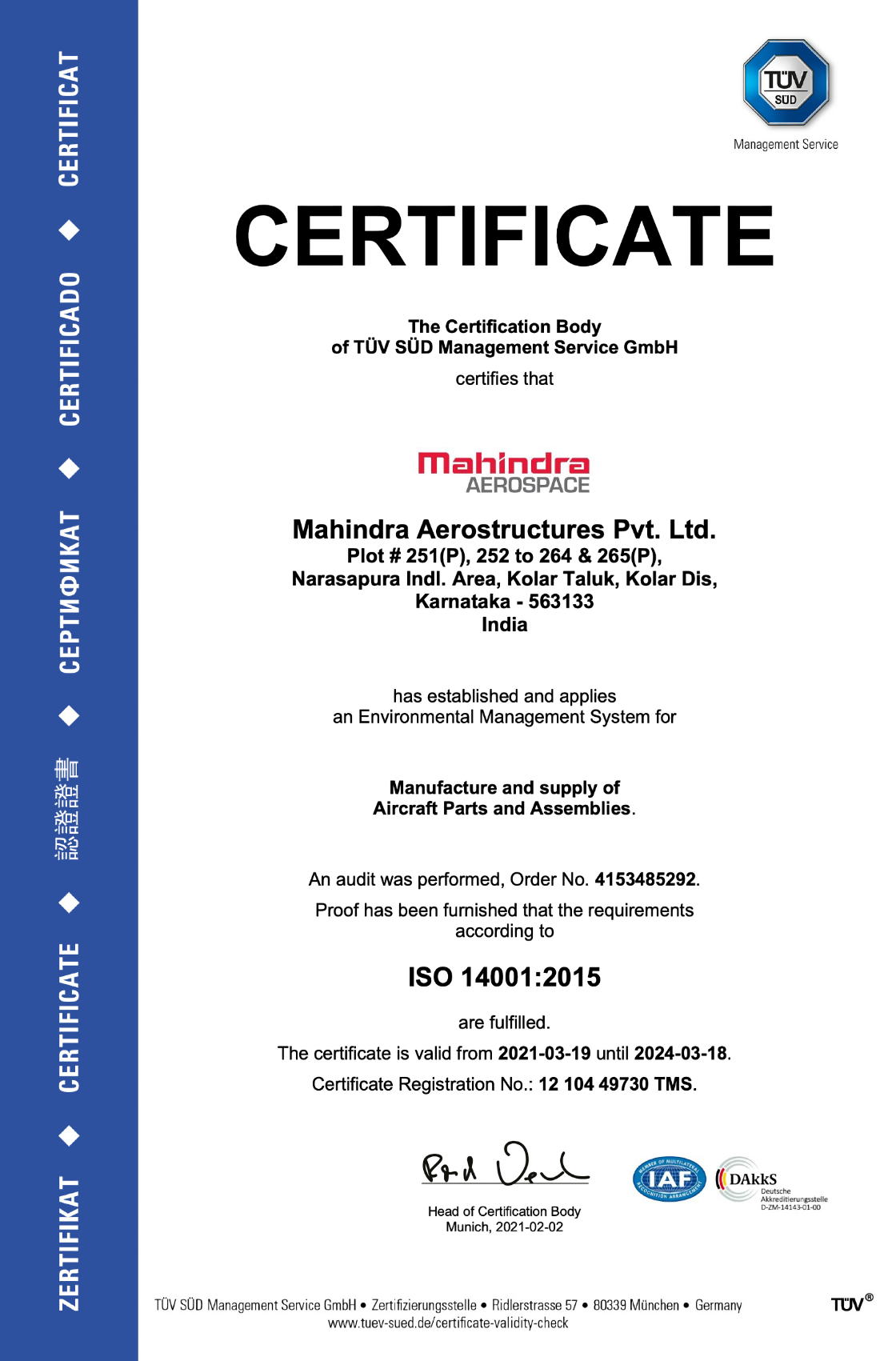 Certificate-ISO 14001