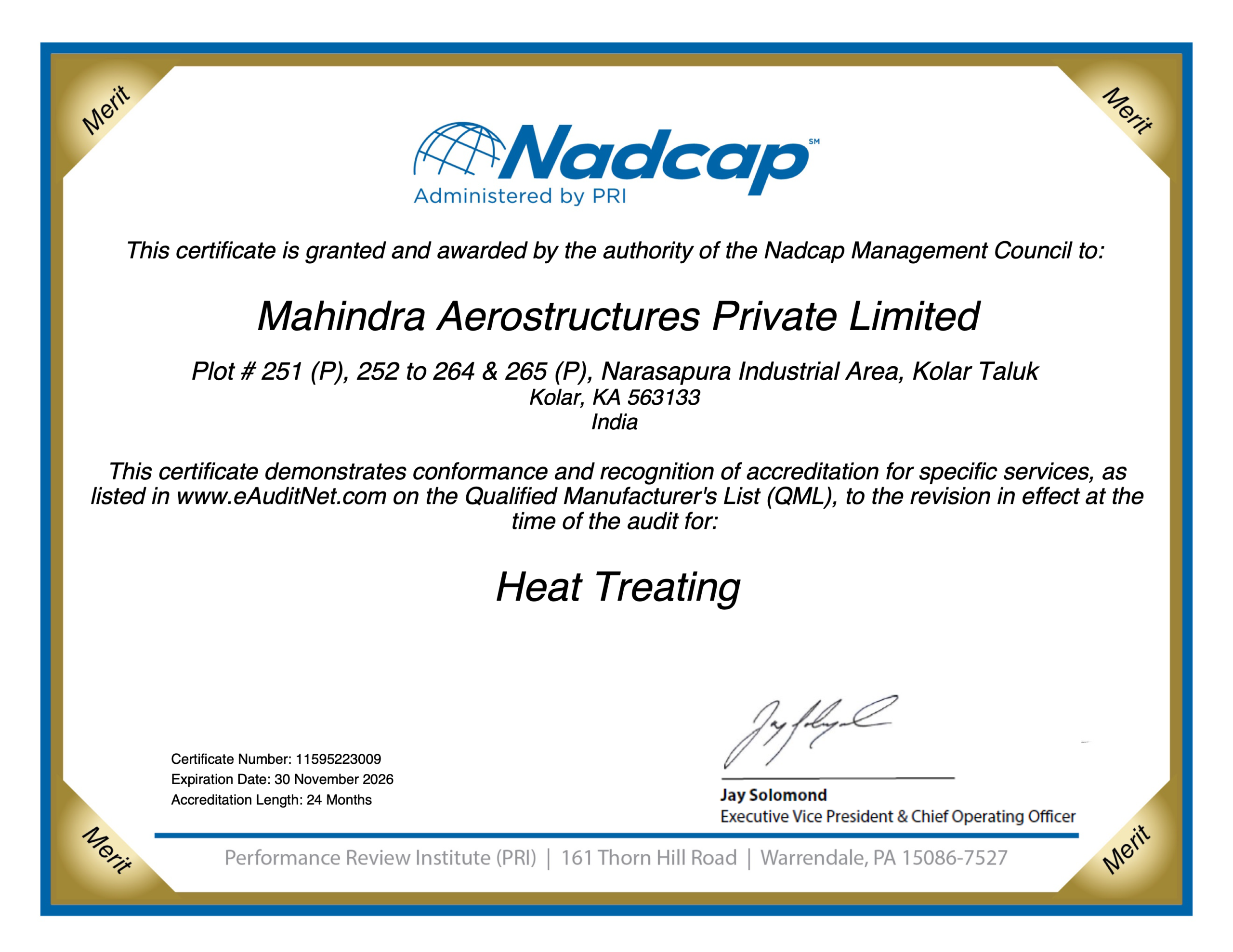 Nadcap : Heat Treating