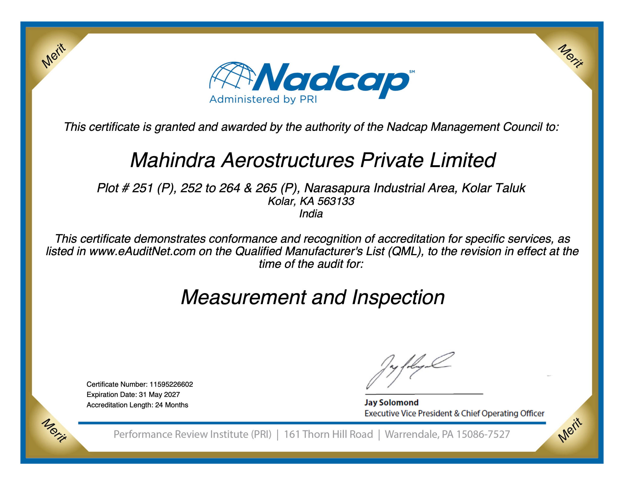Nadcap : Measurement & Inspection