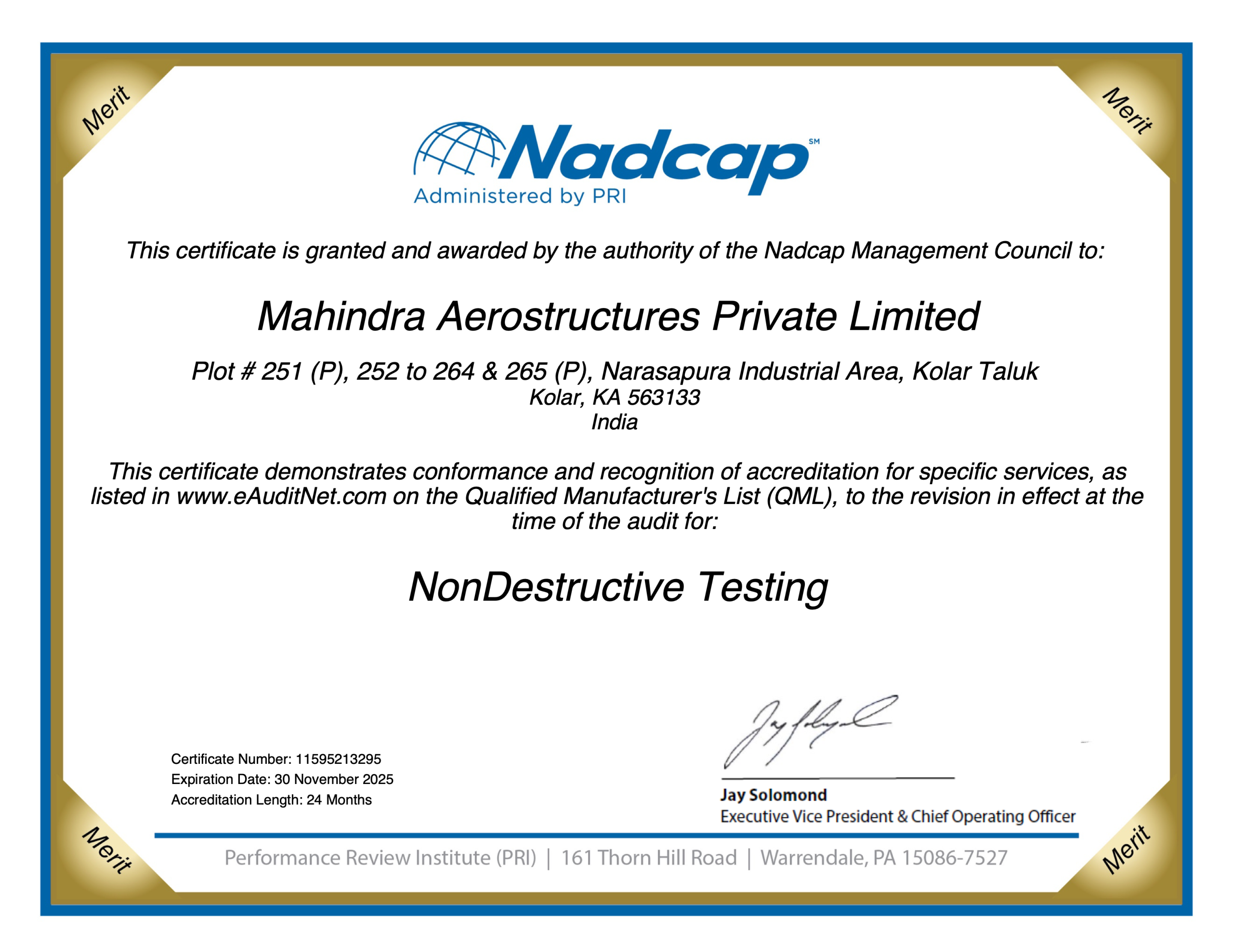 Nadcap : NonDestructive Testing