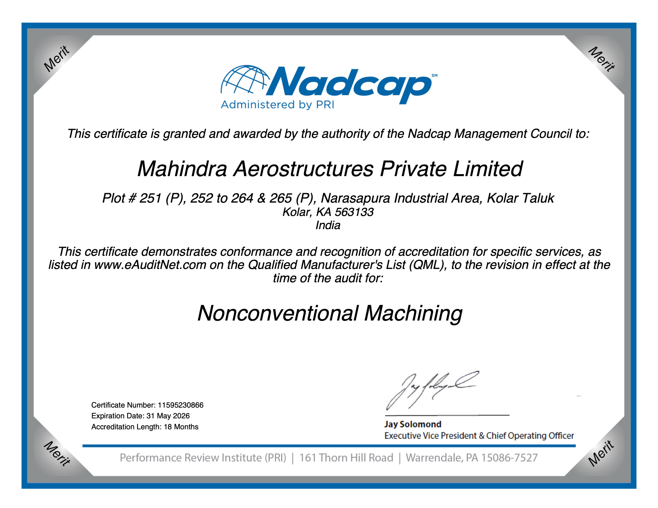 Nadcap : Nonconventional Machining
